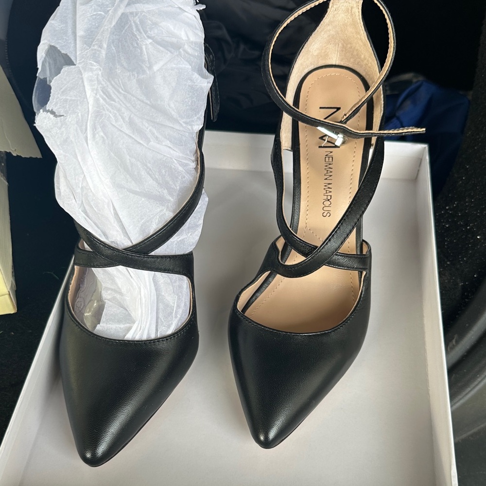 Neiman Marcus Black Strappy Heels